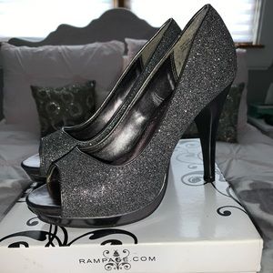 Pewter sparkle heels. Great condition! Worn once